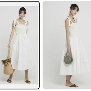 White Cotton Summer Smock Dress